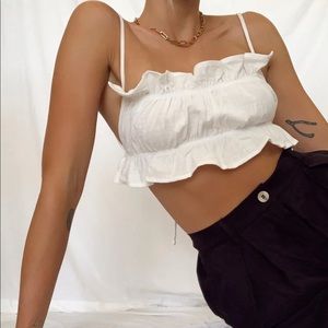 Super cute white open back crop top!
